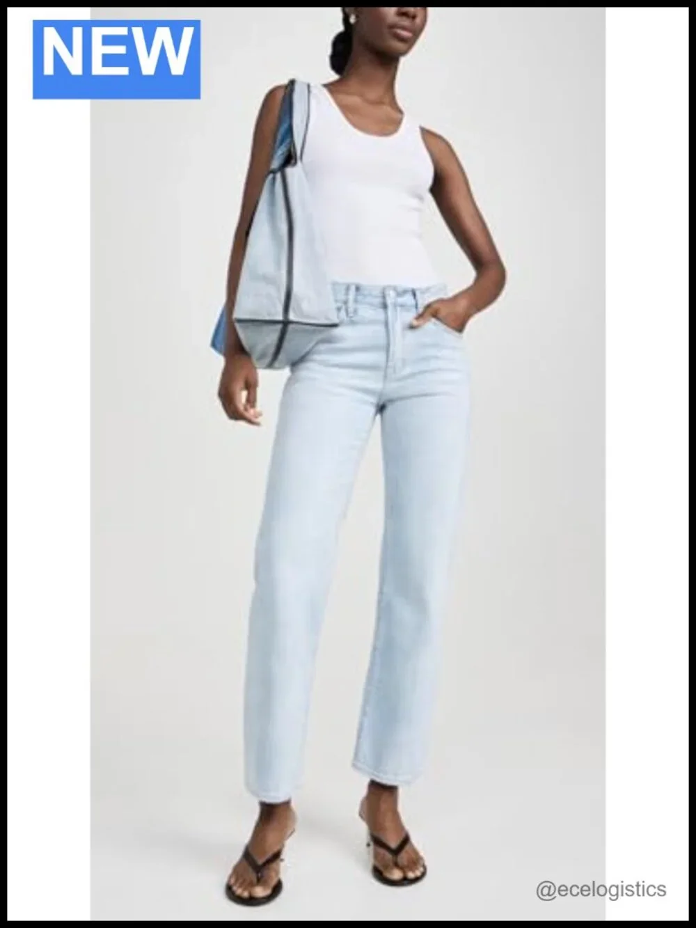 Denim Market Tote with Zip Pouch, Medium Weight Cotton Blend